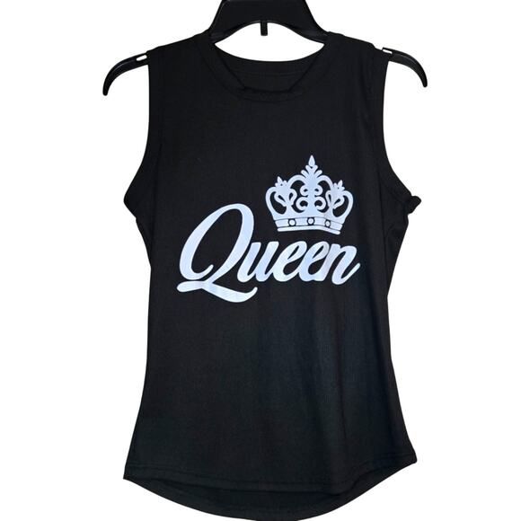 Black "QUEEN" Crown Muscle Shirt Size Large - NO FLAWS! 0102 - Picture 1 of 8